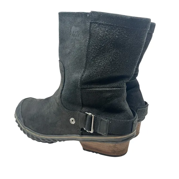Sorel Slimshortie Waterproof‎ Leather Moto Boots Black Buckle Womens 9 - Image 12
