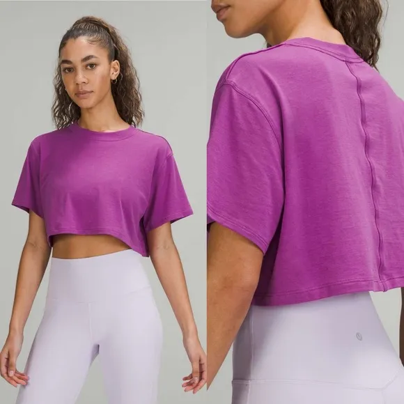 Lululemon All Yours Cropped T-Shirt Vivid Plum - Image 2