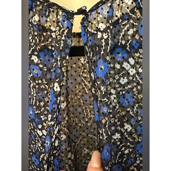 Banana Republic Black Blue Long Sleeve Laxi Sheer Dress Women's Sz 0 - Image 10