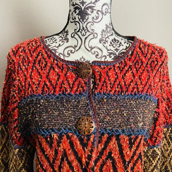 COLDWATER CREEK Multi pattern cardigan sweater - Image 3