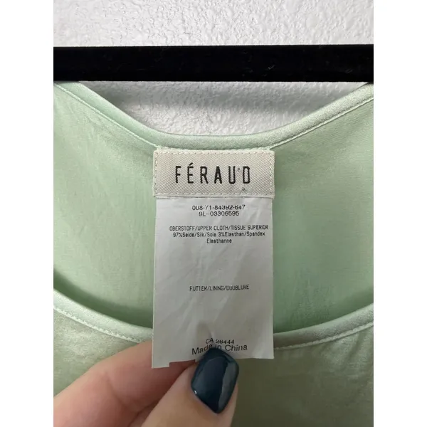 Feraud 100% Silk Pale Green Mint Sleeveless Blouse Size 14 - Image 2