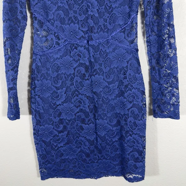 Social‎ Stories Women's Royal Blue Long Sleeve Lace Mini Dress Formal Size Small - Image 9
