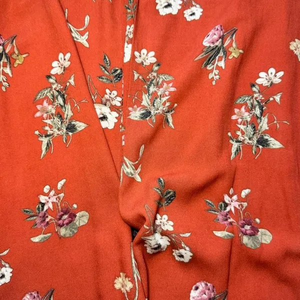 NEW William B Orange Floral Whimsigoth High-Rise Wide Leg Side-Split Pant — SM - Image 4