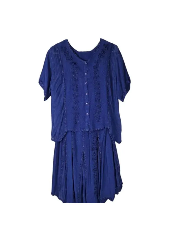 Women's Blue and Navy two piece set Size M - Image 2