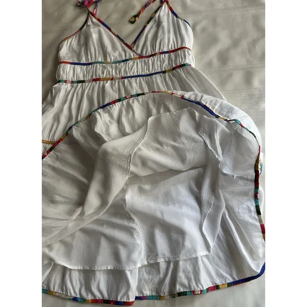 Antonio Melani Keri Tiered Dress White Cotton Rainbow Trim Size 8 Women’s - Image 14