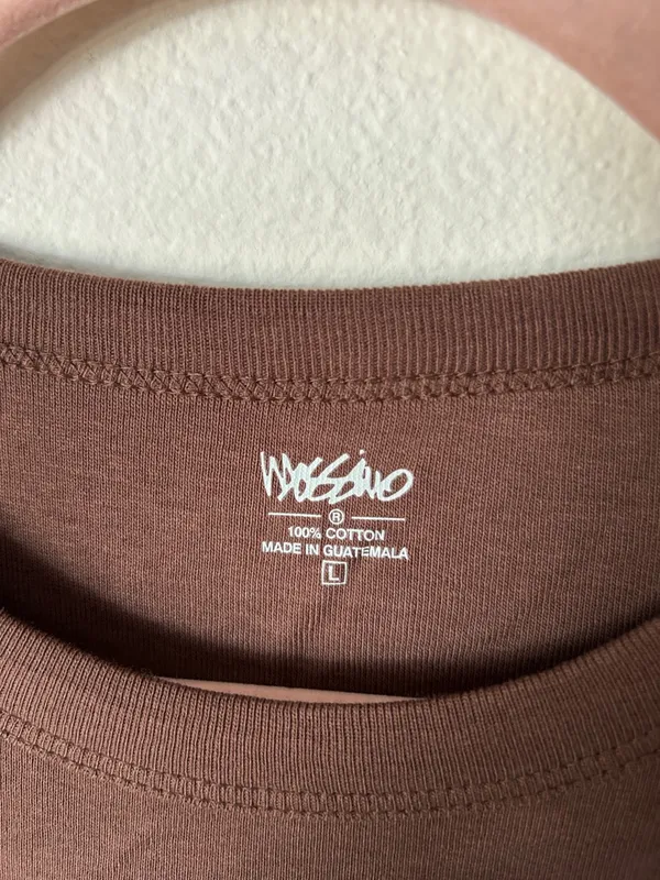 Vtg Y2K 90’s Mossimo 100% cotton Brown baby ringer T-shirt large minimalist - Image 2