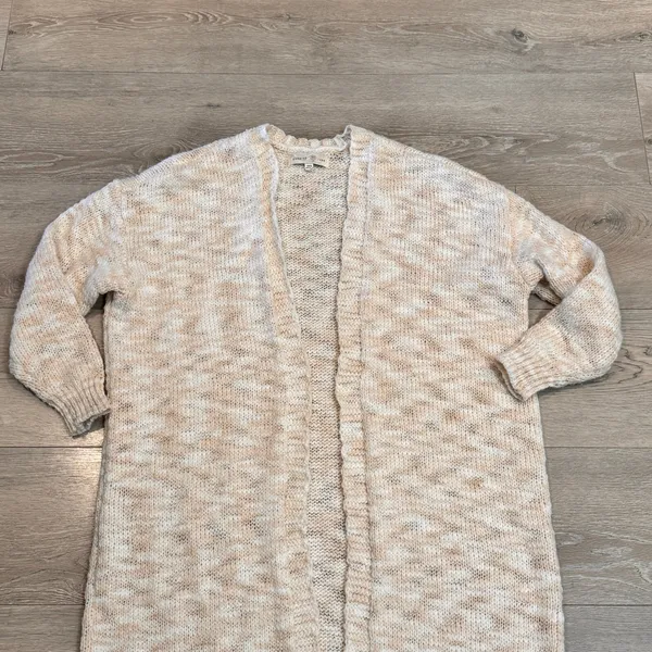 Penelope Rose Open Front Cardigan Duster Sweater XSmall Small Cream‎ Knit - Image 3