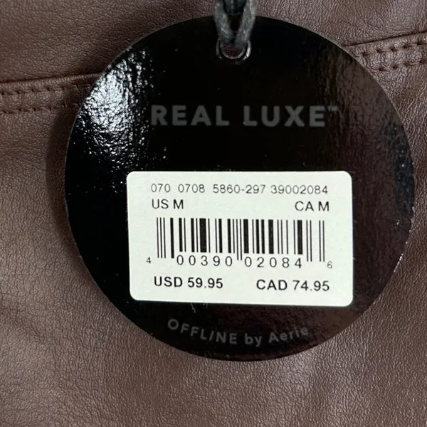 OFFLINE by Aerie Real Luxe‎ Hi-Rise Legging Chocolate Brown Faux Leather Med NWT - Image 5
