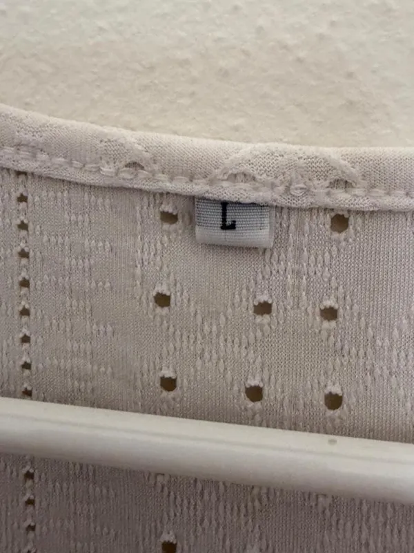 White Eyelet Cold Shoulder Top Size L - Image 3