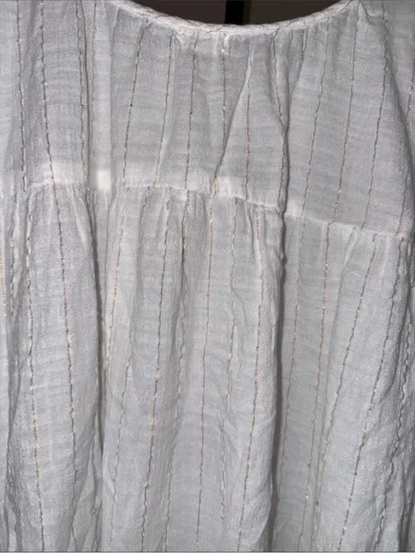 Aerie Magic Hour White Gold Striped Tie-Shoulder Cotton Swim Coverup Dress sz M - Image 4