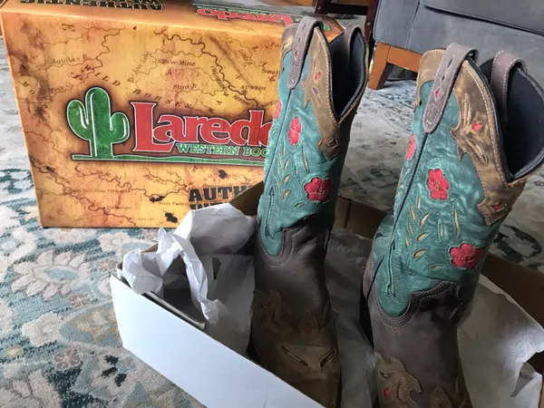 Laredo Knee High Tooled Western Cowgirl Cowboy Boots - Image 12