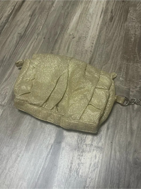 Apt 9 Gold Metallic Pleated Evening Clutch Bag Wristlet Purse - Image 3