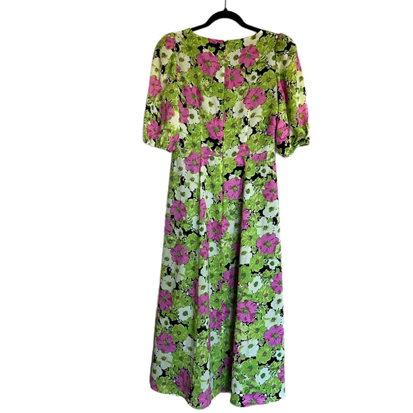 NWT WAYF X Nordstrom FLORAL PUFF SLEEVE MIDI DRESS Green Multi Small - Image 5