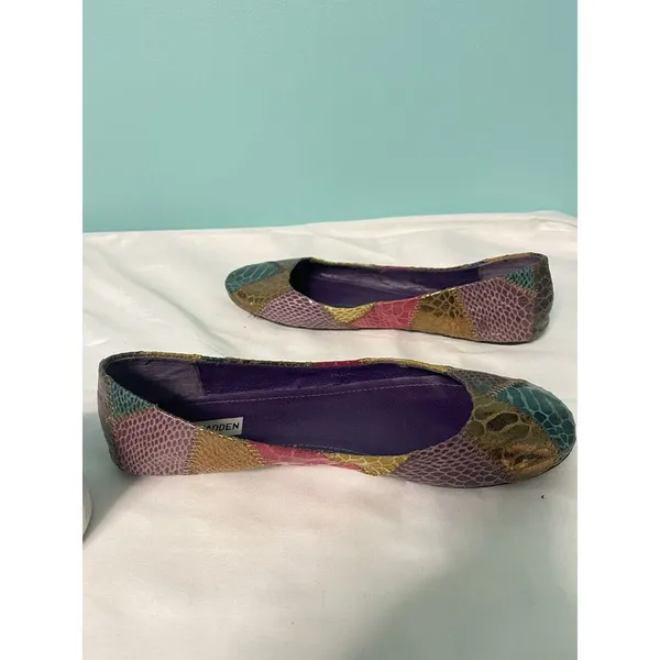 Steve Madden Feather Snakeskin Almond Toe Loafers‎ Flats Shoes Size 10 S-275 - Image 5