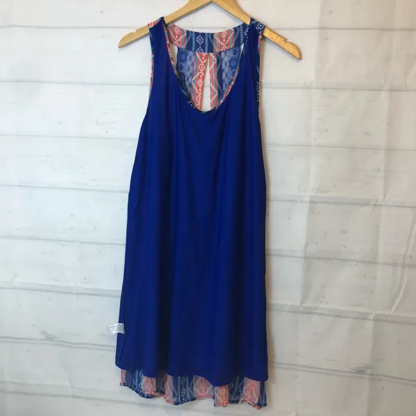 Umgee boho sleeveless striped Aztec print lace back keyhole flowy mini dress - Image 5