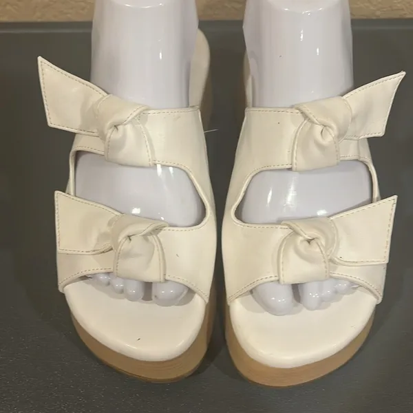 Sam & Libby Indie White Platform Sandals Chunky 90s Y2K Wood Wedge 6 - Image 6