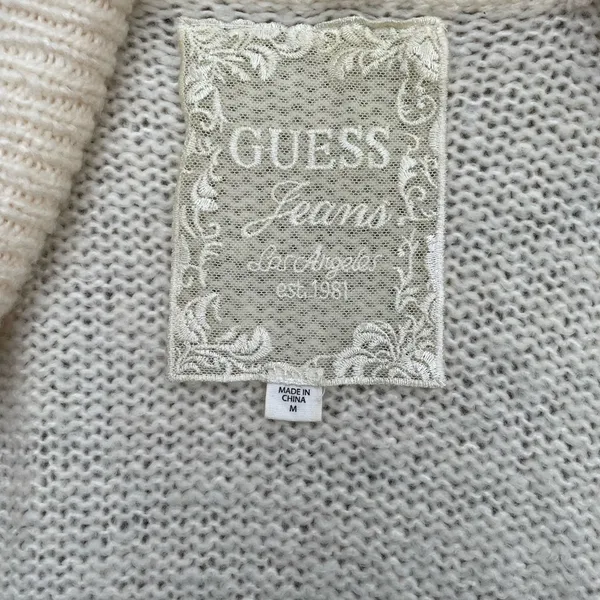 Guess Jeans Cream Plush Cardigan Women’s Size Medium - Image 2