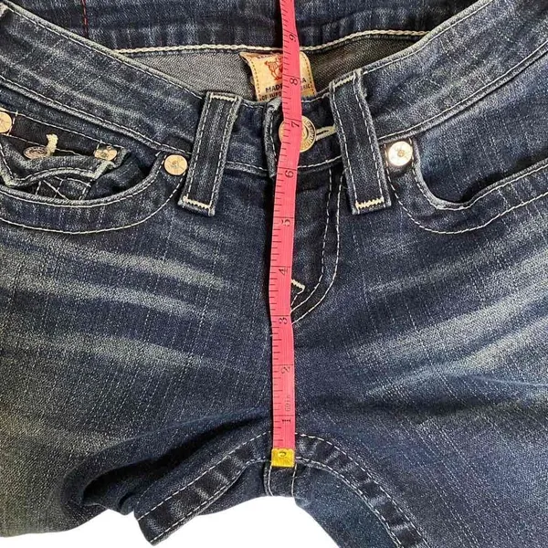 True Religion Womens Blue Embroidered Pockets Straight Leg Denim Jeans‎ Size 26 - Image 11