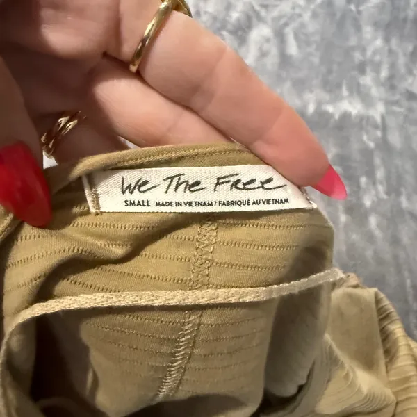 We The Free Free People Dallas Crop Henley Top S Olive Green Peplum Boho Grunge - Image 4