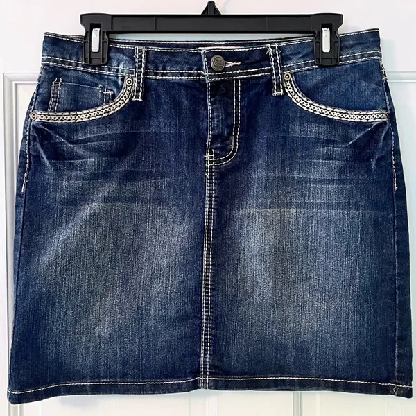 EARL JEAN Vintage Women’s Blue Denim Mini Skirt - Image 2