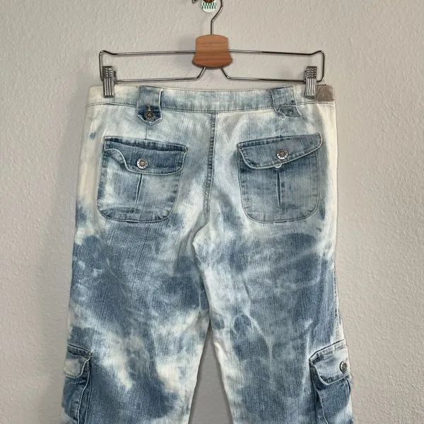 True People New York Vintage retro Denim Pants Tie-Dye y2k low rise Cargo Jeans - Image 3