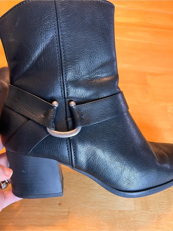 BareTraps Black Leather Mid-Heel Ankle Booties - Image 7