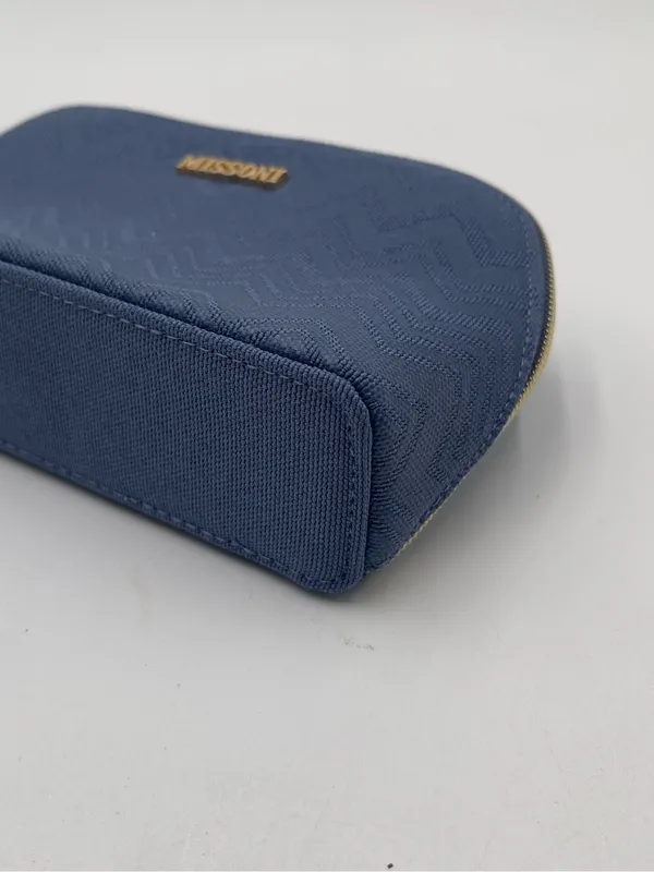 Missoni Small Travel Cosmetic Pouch Delta One Collection Toiletry Bag Blue Gold - Image 8