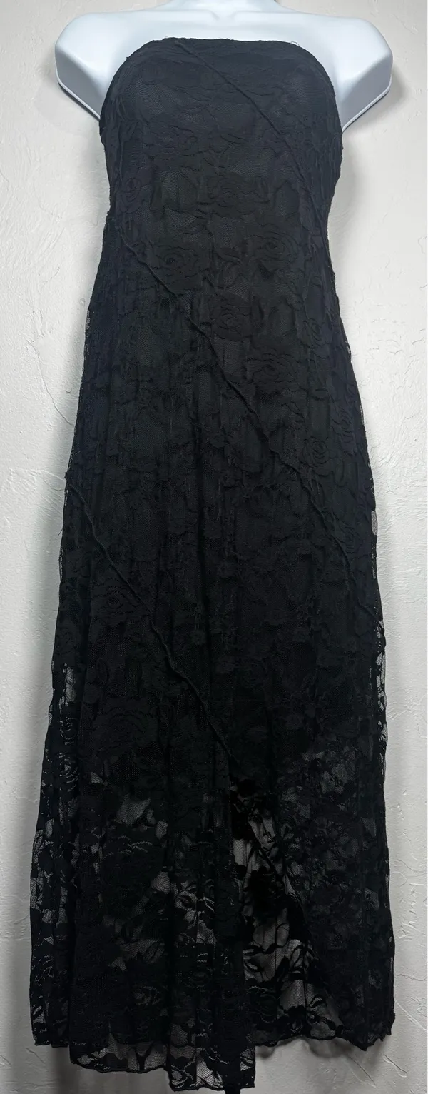 Altar'd State Strapless Black Lace Midi Dress Size Large - Image 2