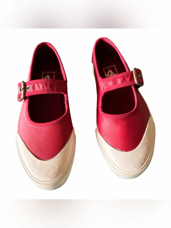 NEW VANS Leather Mary Jane Shoe Bordeaux / Red / Burgundy M-6.5 W -8 - Image 7