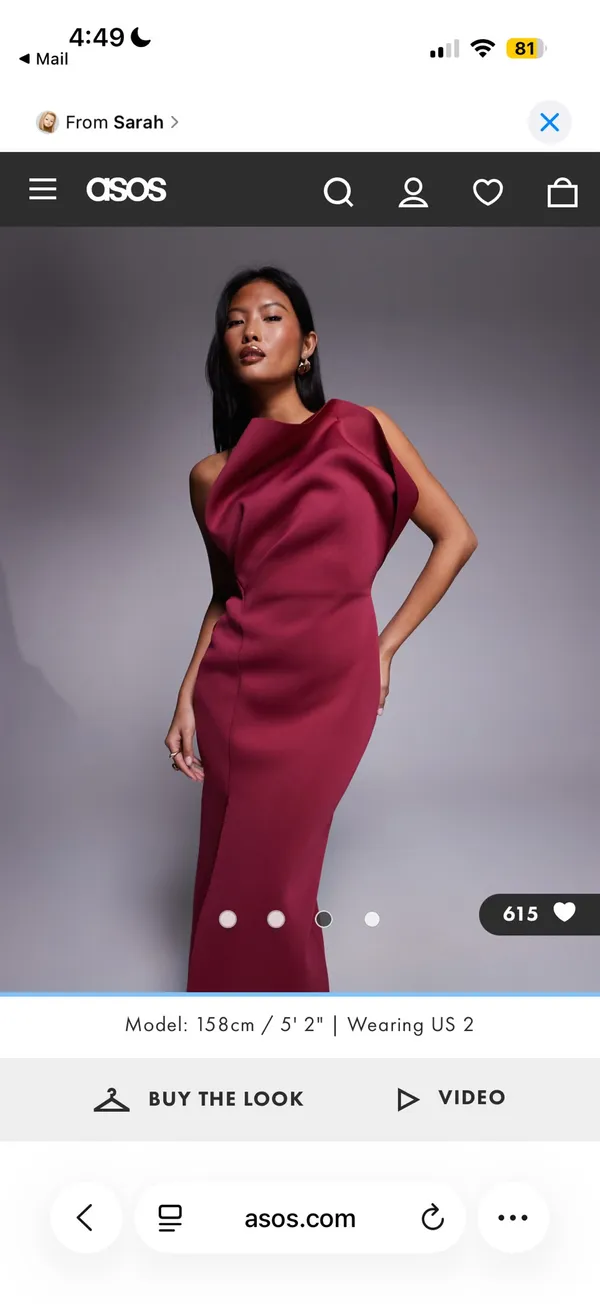 Burgundy ASOS Dress bridesmaids wedding guest bridesmaid maxi dress petite open back side slit - Image 3