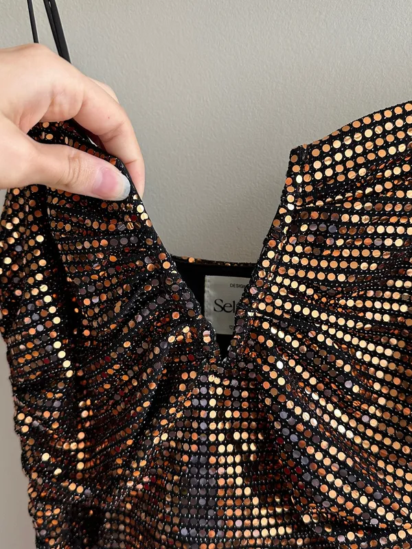 Selfie Leslie Dancing In September Thigh Split Sequin Dress Bronze, Size XL - Image 10