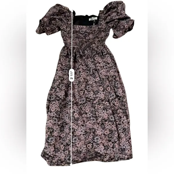 Mary Benson Lucinda Winter Floral Black & Pink Jacquard Dress Sz S‎ NEW Prairie - Image 10
