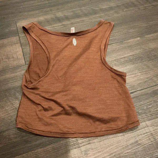 Free People FP Movement Twist Front Crop Tank Top Brown S Yoga Athleisure Boho - Image 3