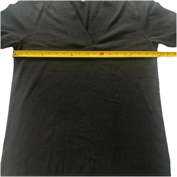 Talbots Pure Merino Wool V-Neck Sweater Womens M Black Classic Quiet Luxury - Image 4