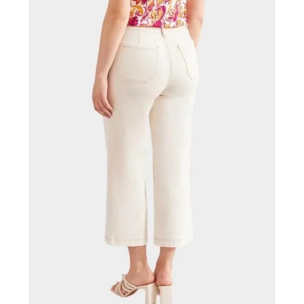 Tribal Jeans‎ Brooke High Rise Wide Leg Crop Pants Button Fly Size 2 Cream Ecru - Image 2