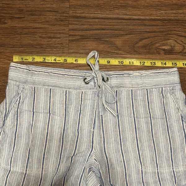 Per Se Linen Blend White and Blue Cargo Shorts Relaxed Fit Size Medium - Image 7
