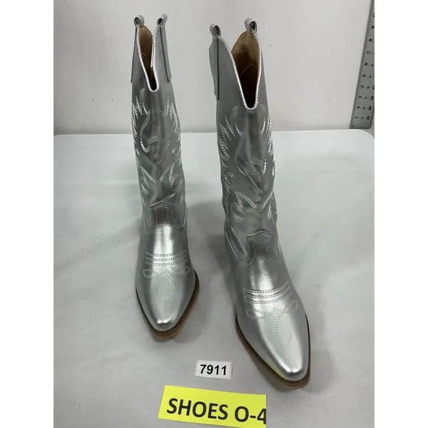 Womans New Idifu Pull On Western Cowgirl Boots Size 7.5 Silver Midcalf - Image 3