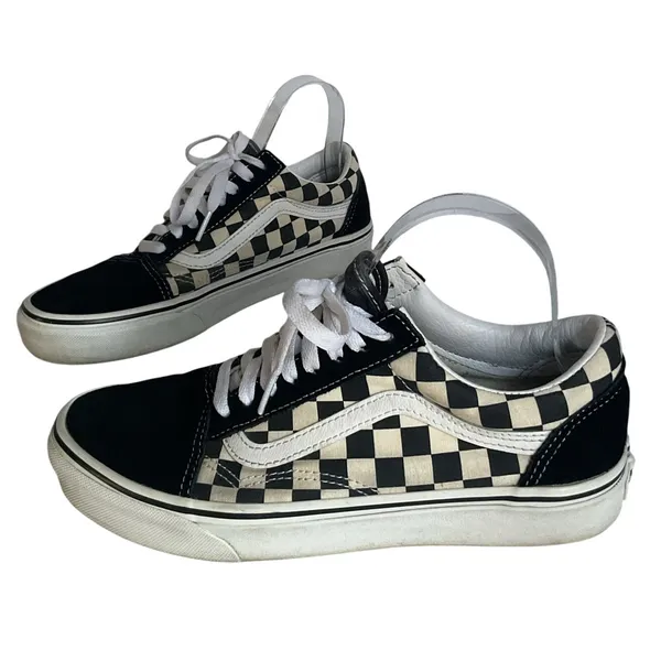 Vans Old Skool Checkerboard Black White Sneakers US 7 Men 8.5 Women With Box - Image 2