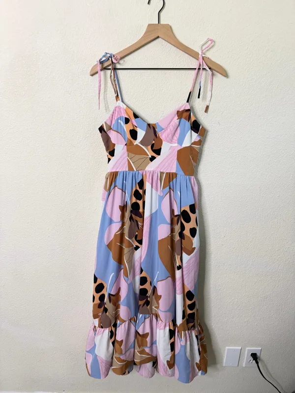 Anthropologie Hutch Arielle Maxi Dress in Peri Floral Geo Pastel Womens Size‎ 6 - Image 7
