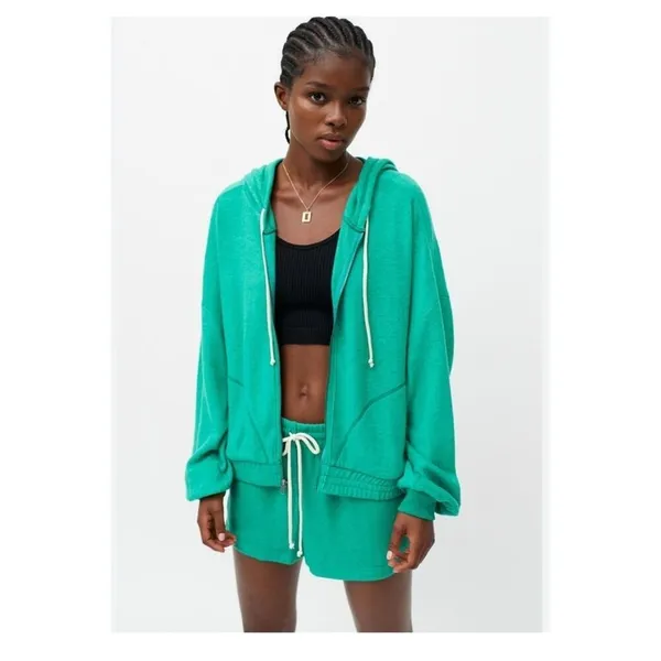 Urban Outfitters Out From Under Terry Zip Jacket Women's Size S Green Loungewear - Image 9