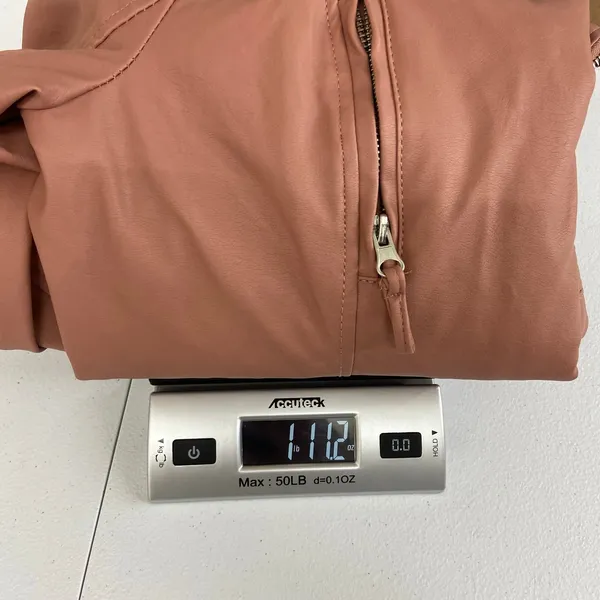New Look women's mauve pink faux leather zip‎ collared pocket lined jacket large - Image 9