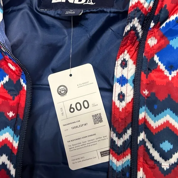 NWT Lands End New Women’s Full Zip Down Puffer Vest Chevron Fair Isle Winter XL - Image 4
