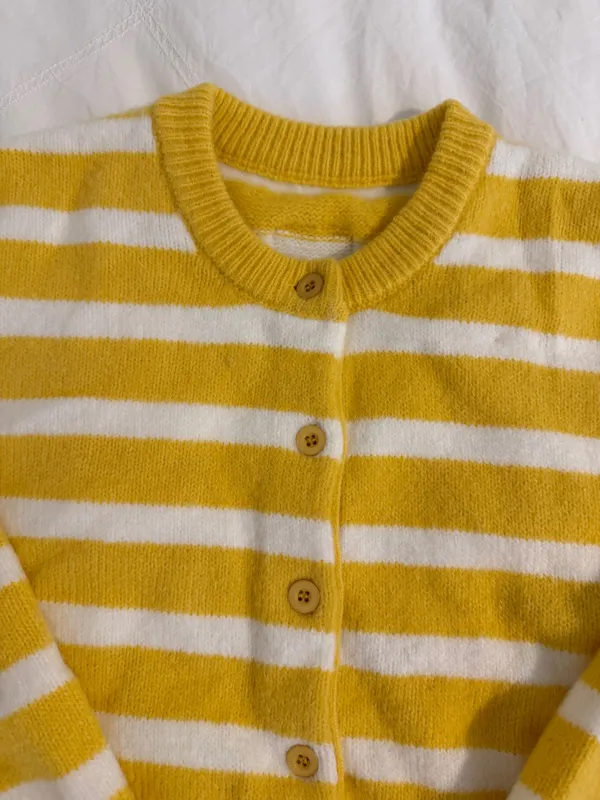 Daily Drills Sunny & White Stripe Button Up Sweater - Image 3
