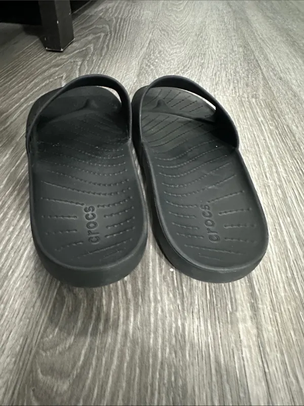 CROCS women Black Slide Sandals - Classic Single-Band Slides - Image 4