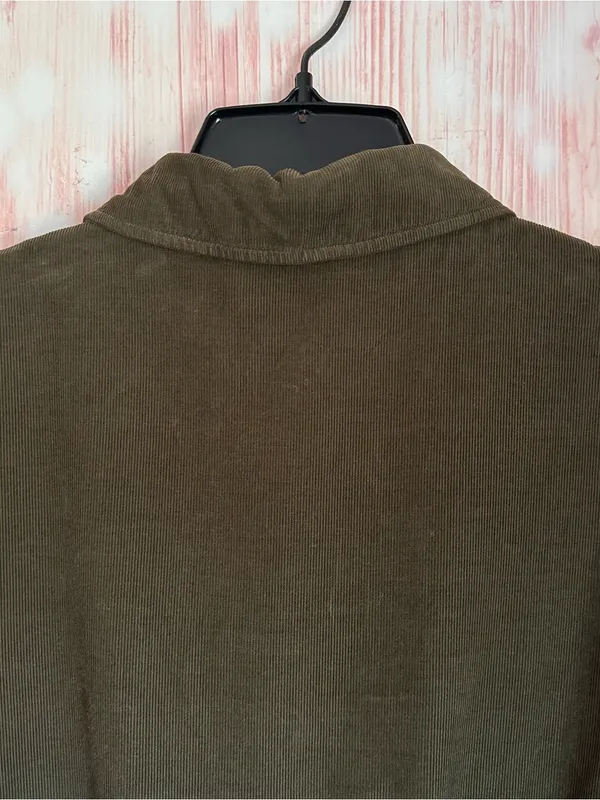 Zara Olive Green Corduroy Long Sleeve Tiered Ruffle Mini Dress Size S - Image 7