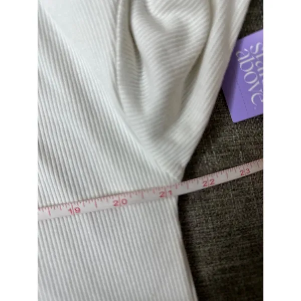Stars Above Womens Ribbed Long Sleeve Pajama Lounge Top Soft White Size Small - Image 6