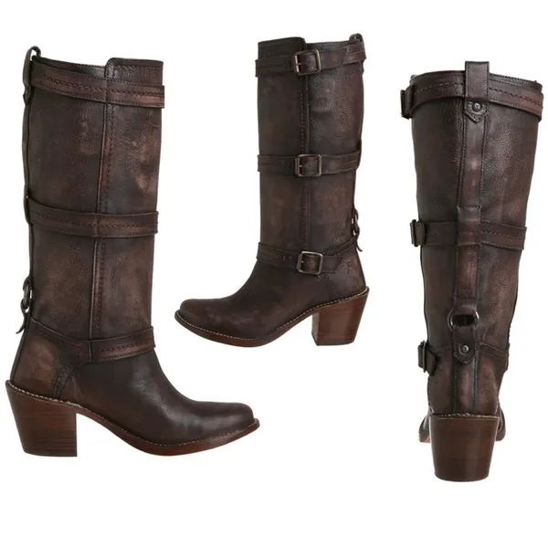 FRYE distressed 3 strap boots - Image 2