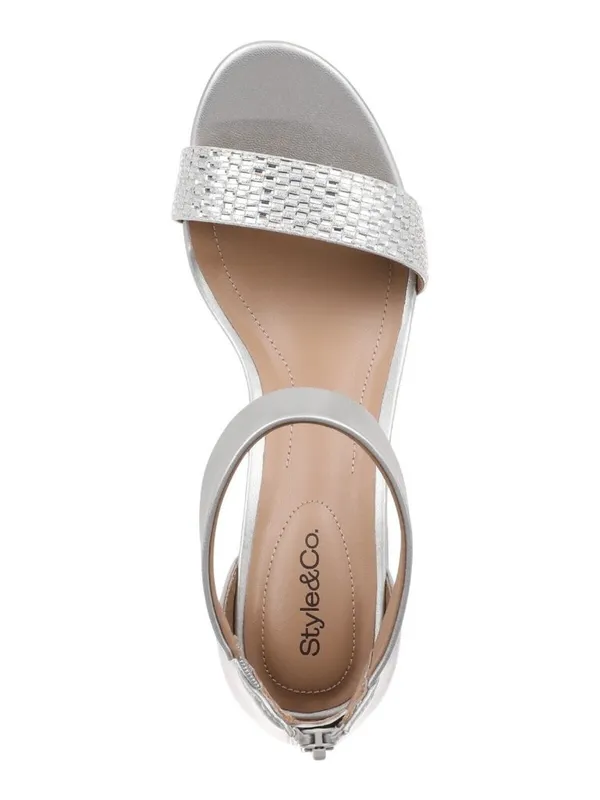 Style & Co Womens Phillys Two-Piece Evening Heeled Sandals Silver Gray 8M - Image 13
