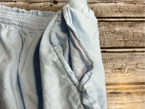aerie Light Blue Wide-Leg Linen Blend Lounge Shorts Coastal Vacation Size Small - Image 4