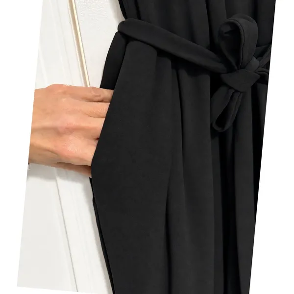 Diane von Furstenberg DVF Rawena Black Faux Wrap Jumpsuit Belted Size 4 - Image 5